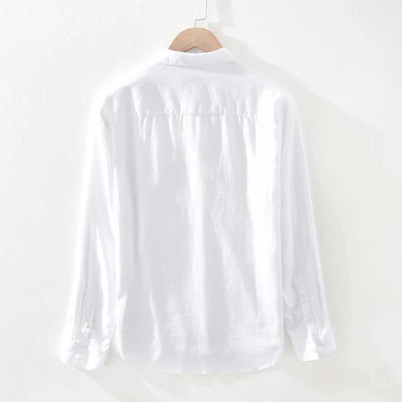 100% Linen new brand Italy casual solid shirt men fashion comfortable yellow shirts men chemise camisa tops mens clothes Y250819