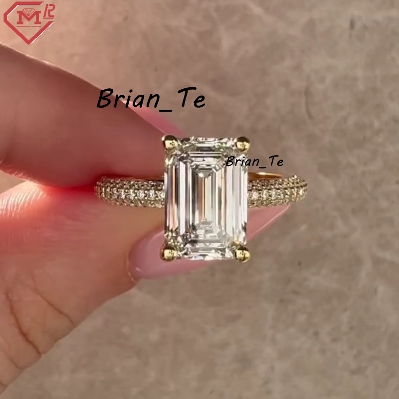 Fine Jewelry Lab Grown Diamond Ring IGI 2ct Emerald Cut 925 Silver Customize Design Diamond Ring