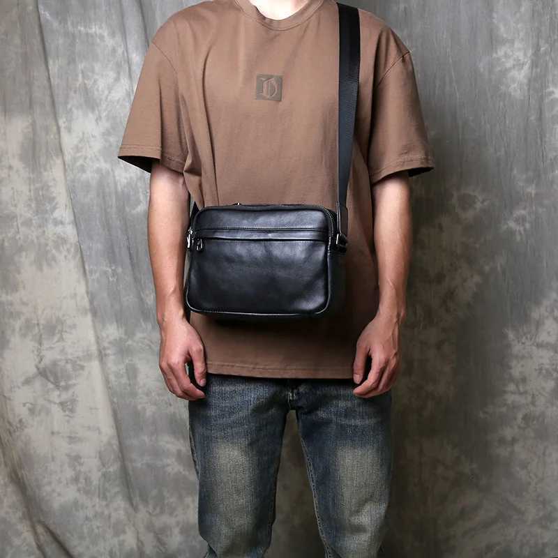 Mens Crossbody Bag Genuine Leather New Casual Backpack For Commuting Single Shoulder Bag Trendy Top Layer Cowhide Bag Y250819