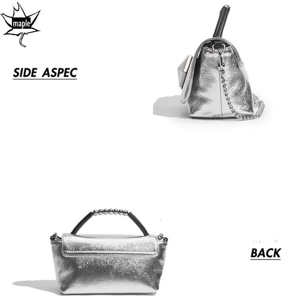 Designer Bags 2025 Summer Chic Chain Strap Rivet Design Women Crossbody Cowhide Leather Female Shoulder Bag Small All-Match Phone Purse Luxury Bag