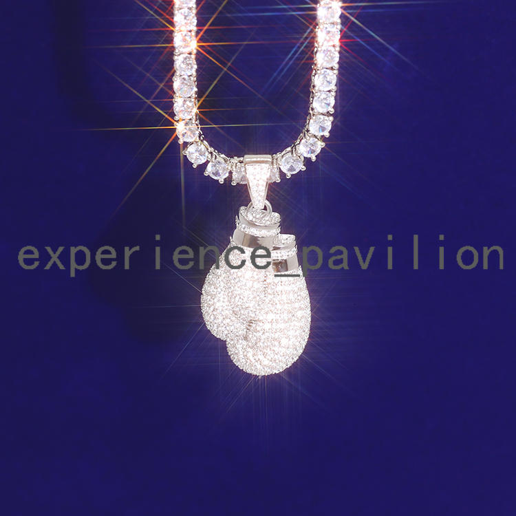 Factory Wholesale Hip Hop Jewelry 925 Sterling Silver VVS Moissanite Diamond Iced Out Boxing Gloves Pendant for Men Women