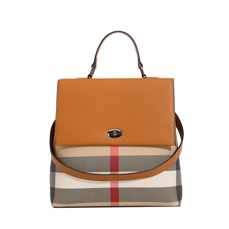 Hong Kong brand fashion high-end plaid handbag 2024 new versatile shoulder bag briefcase trendy messenger bag
