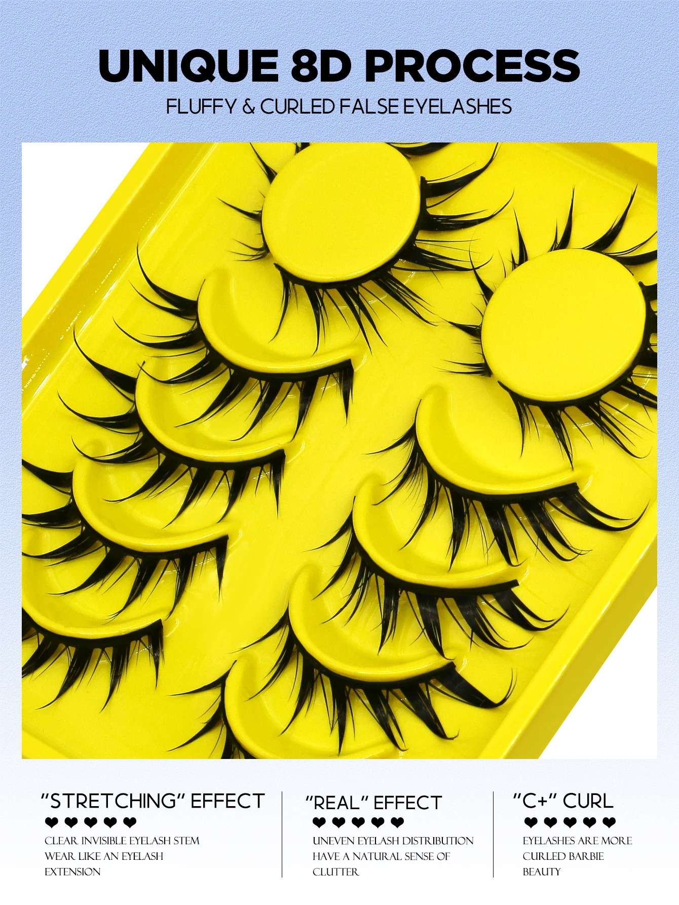 GROINNEYA Manga Lashes Cat Eye 3D Natural False Fluffy Soft Cross Wispy Eyelash Makeup 250811