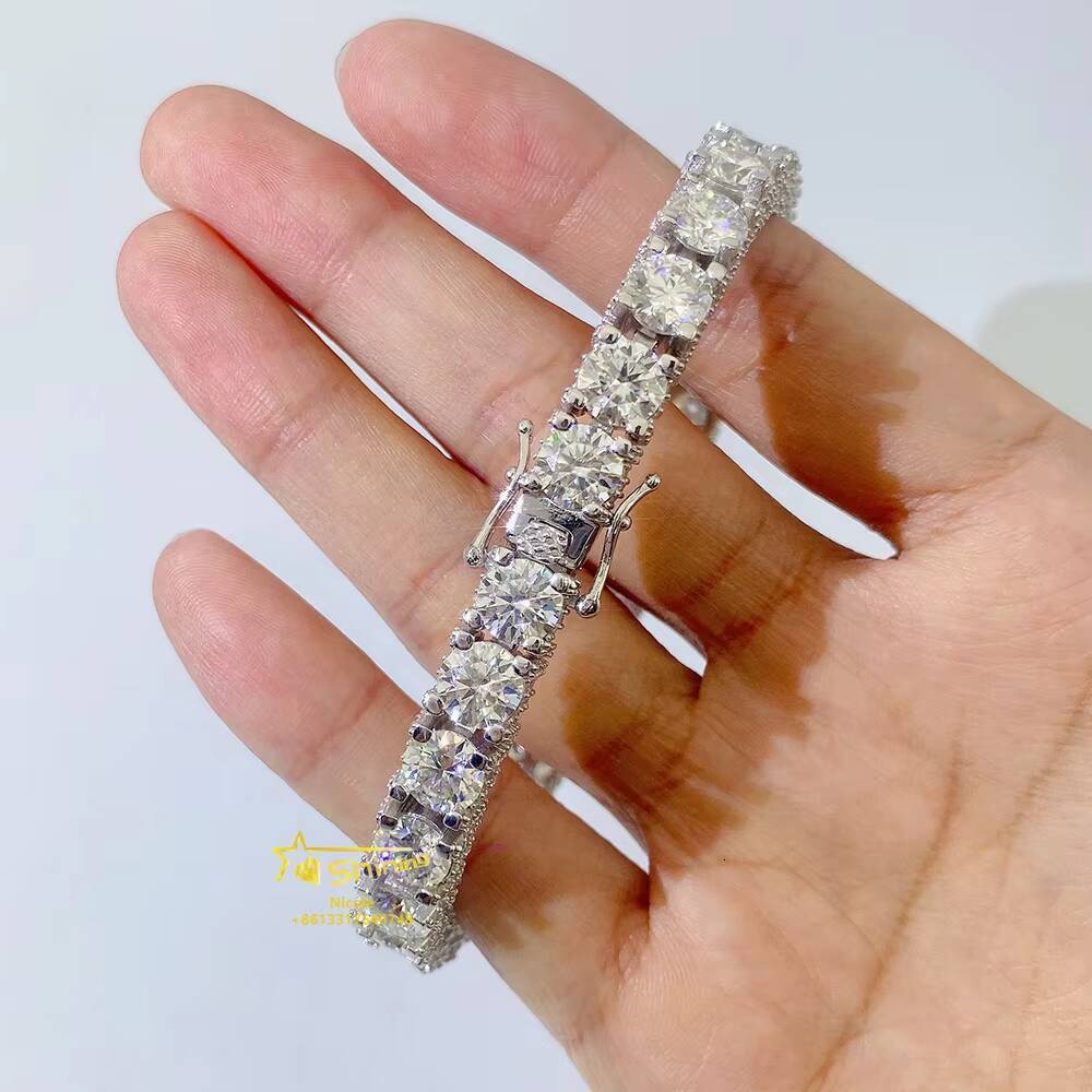 Hip Hop Jewelry Factory Price Iced Out Gra Vvs Moissanite 6.5mm 18k Gold Plated Tennis Chain Bracelet