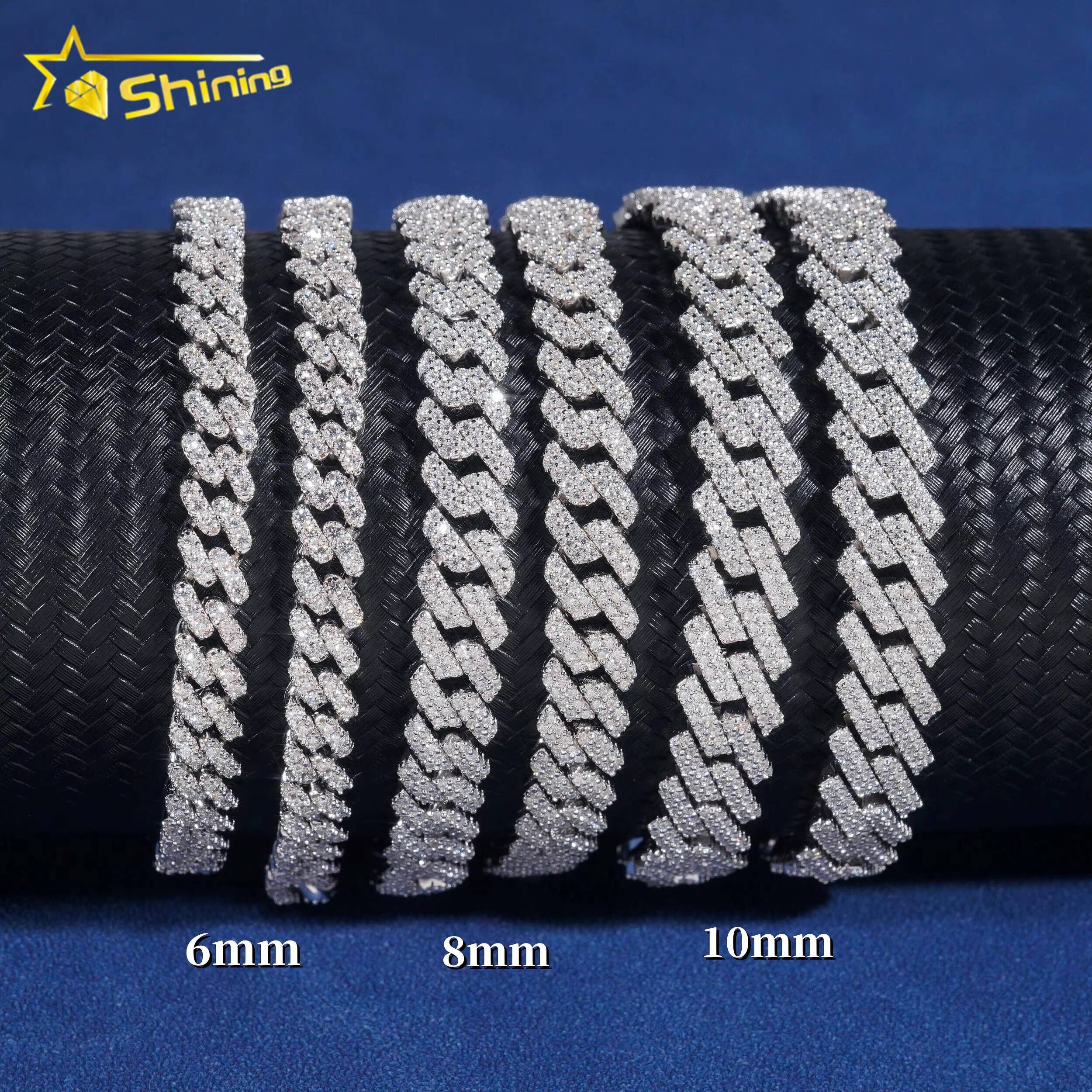 Hot Selling Hip Hop Jewelry 6mm 8mm 10mm Sterling Silver 925 14K Gold Iced Out Cuban Link Bracelet Moissanite Cuban Bracelet