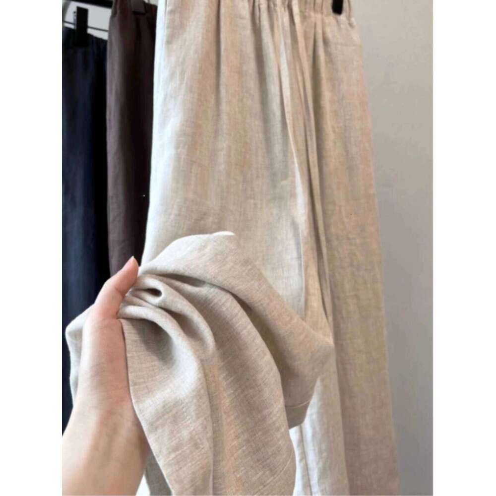 High Waist Linen Women Wide Leg Summer Thin Loose Casual Pants Haruku Korean Solid All Match Straight Trousers