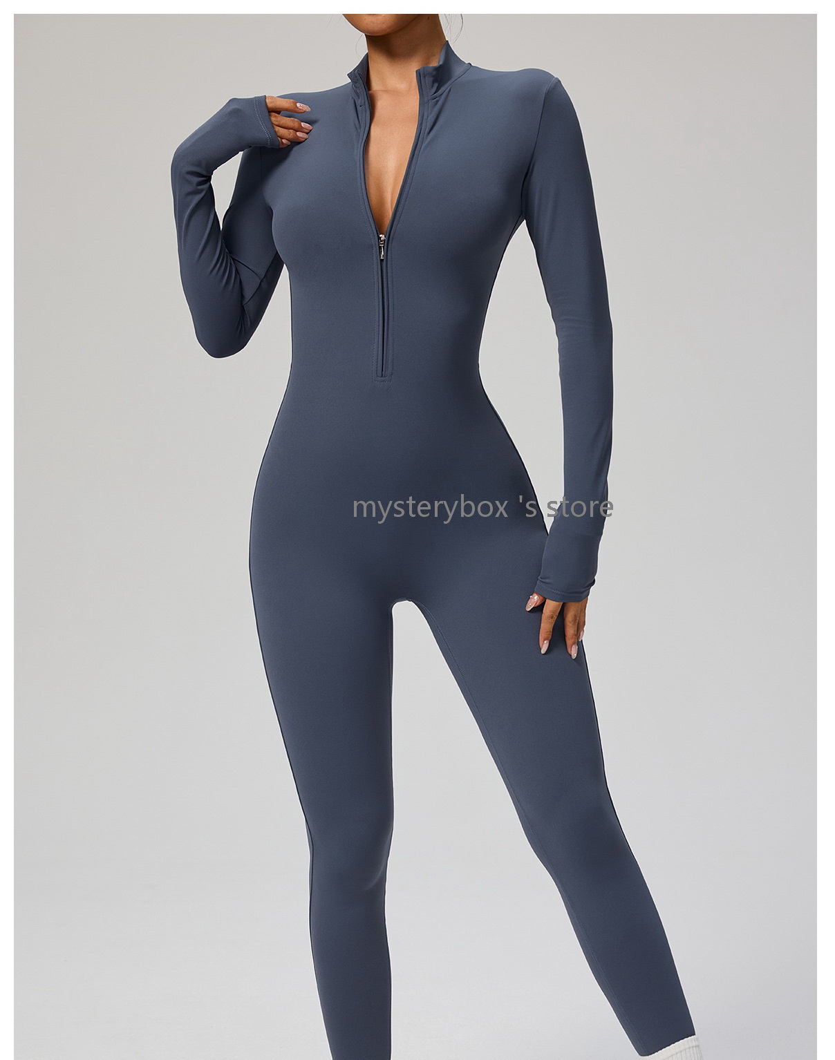 Women Ladies Yoga Outfit Wear Yoga Outfits Zipper Long Sleeved Yoga Jumpsuit Dance Fitness Tight Fitting Sports Cycling Clothes Suits Mysterybox Store