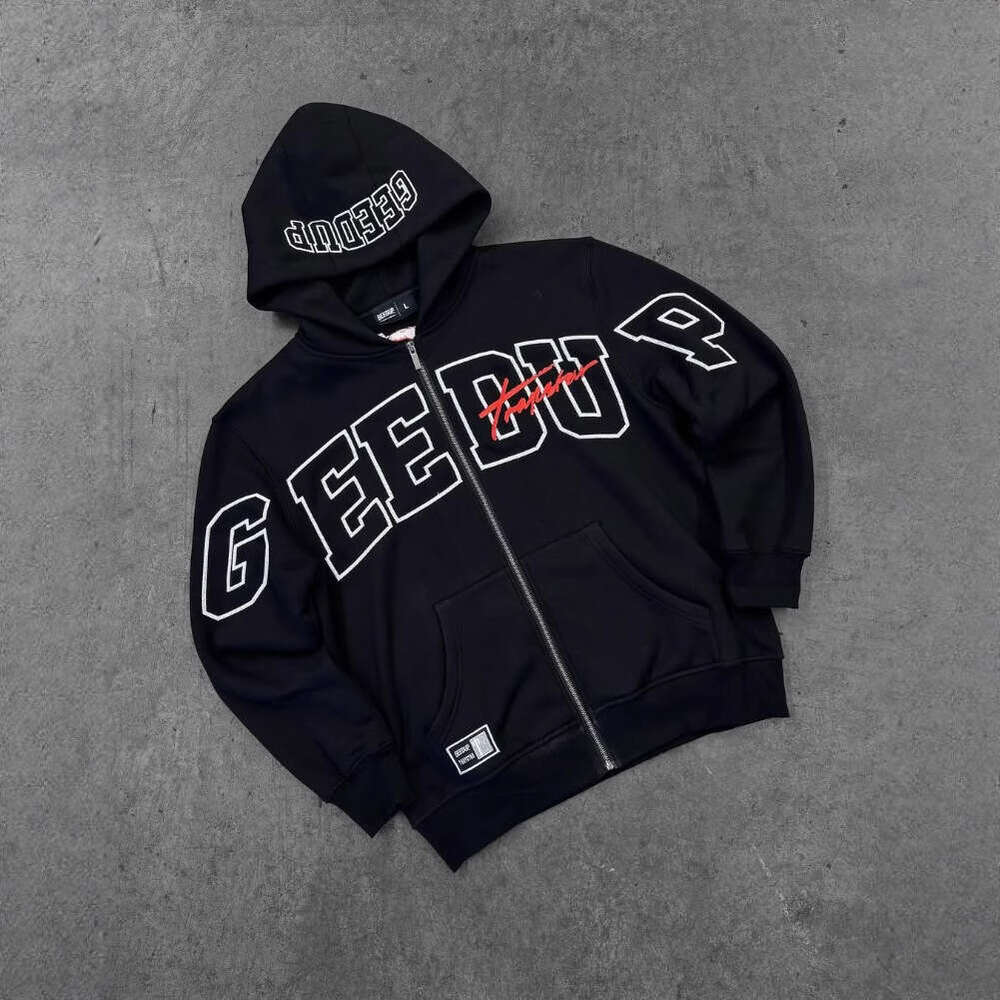 2025 New Harajuku High Street Zipper Hooded Sweatshirt Unisex Hip Hop Rock Y2K Jacket