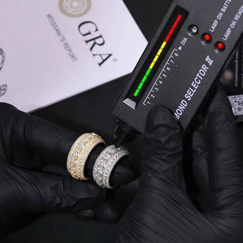 Moissanite Ring Men Custom Hip Hop Fully Ice Out 925 Silver GRA Certificate 5 Row Moissanite Ring