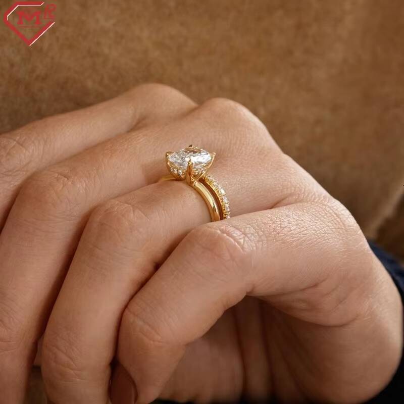 Custom IGI Certified Lab Grown Diamond Ring Engagement 14k Gold Solitaire 2ct Cushion Cut Diamond Rings