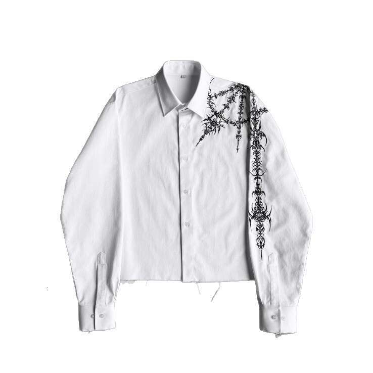 Gothic Dark Style Long Sleeve Shirt For Men High Street Loose Button Trendy Y2k Autumn Top B5