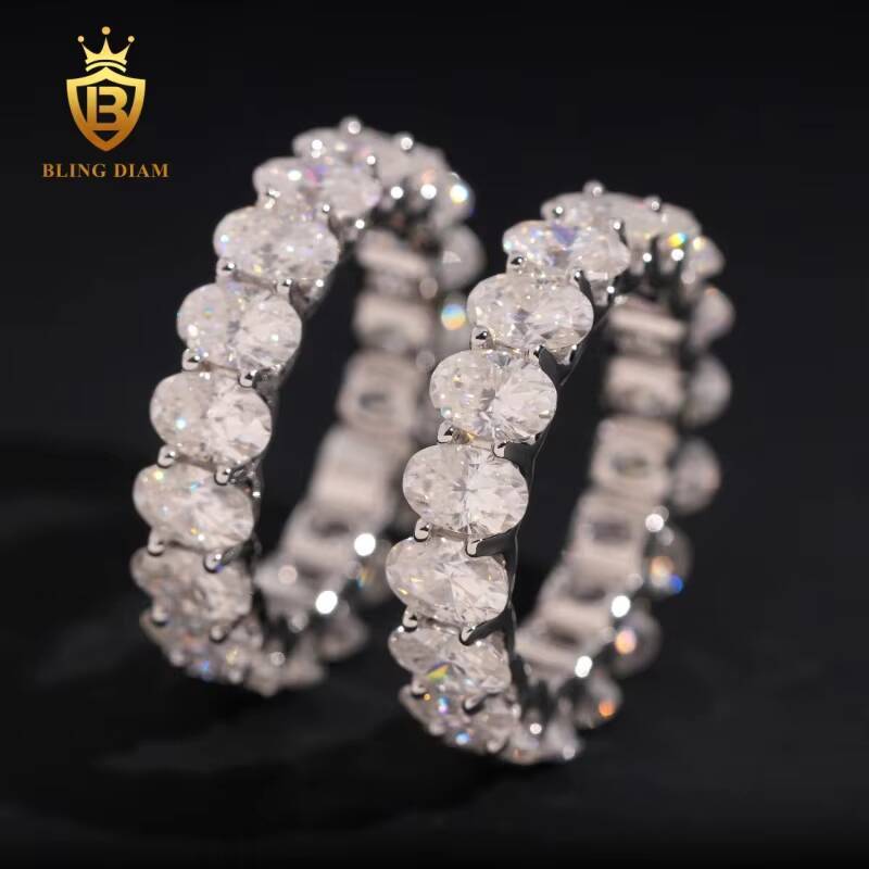 New Arrivals Full Moissanite Diamond 925 Sterling Silver Wedding Engagement Rings for Women Gra Certificate Past Diamond Test