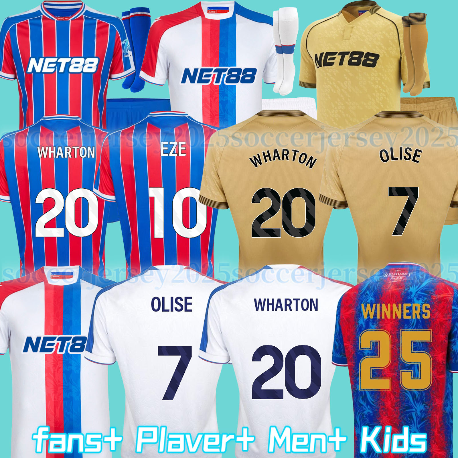 25 26 Crystals Soccer jersey DOUCOURE OLISE 2025 2026 Crystal EZE MATETA EDOUARD JAYEW Top fan kids kit player version Size S-4XL football shirt PalaceS WINNERS 25