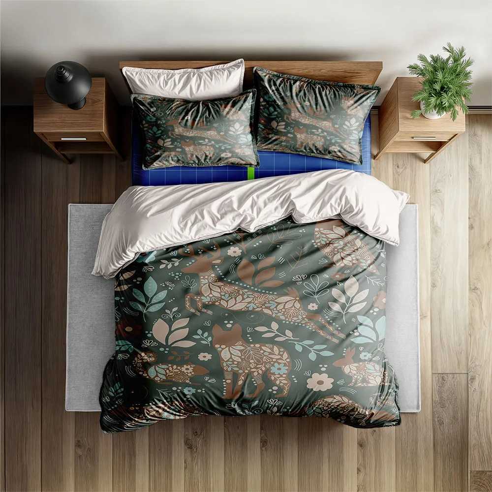 Swedish Dala Horses Duvet Cover Set EU Single Double King US Twin Full Queen Size Bed Linen Set Y250819