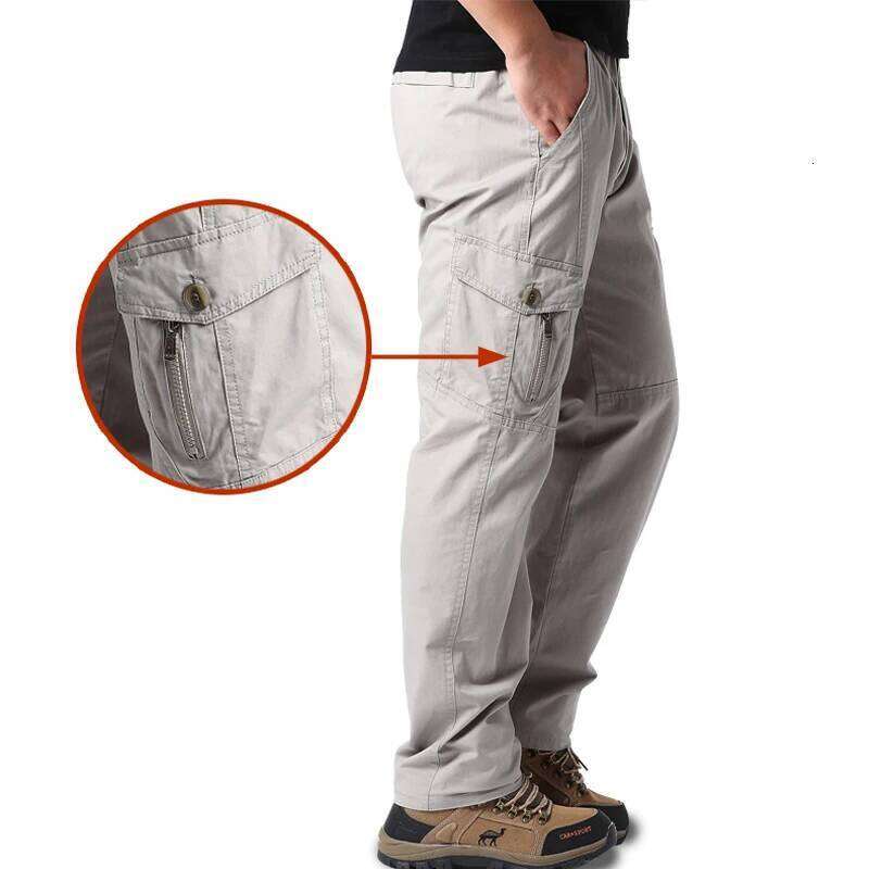 Plus Size Men's Cargo Casual Loose Multi Pocket High Quality Cotton Long Trousers Mens Jogger Pants 5XL 6XL