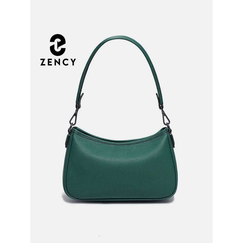 Zency Women's Genuine Leather Shoulder Bag Elegant French Style Small Handbag Female Underarm Bags Lady Crossbody Purses