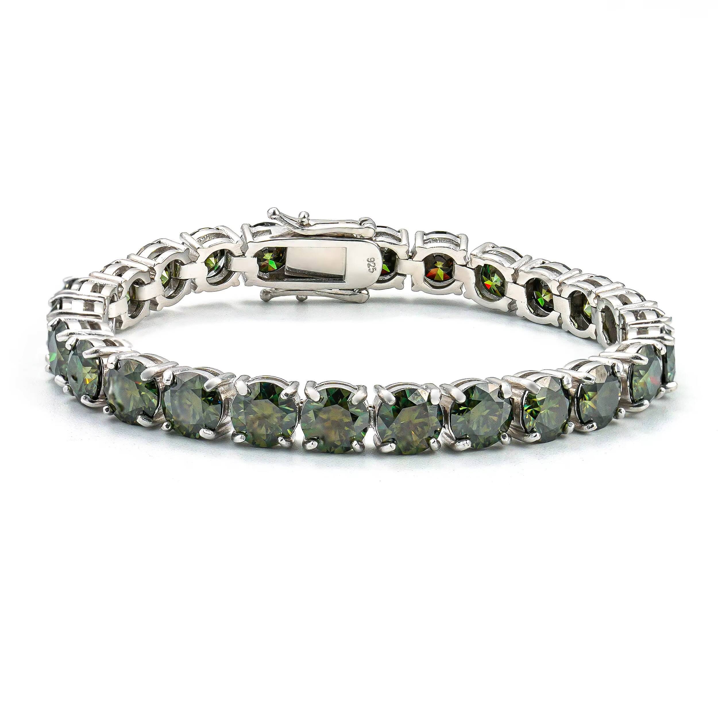 Top Quality Hot Selling Pass Diamond Tester 925 Silver 5mm 6.5mm Color Tennis Bracelet Green Moissanite Tennis Chain