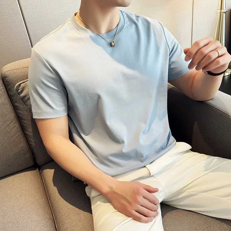 Mens T-shirt Short Sleeved Summer Thin Ice Silk Pure Cotton Top Round Neck T-shirt Sports Fitness Running Casual Mens Clothing Y250819