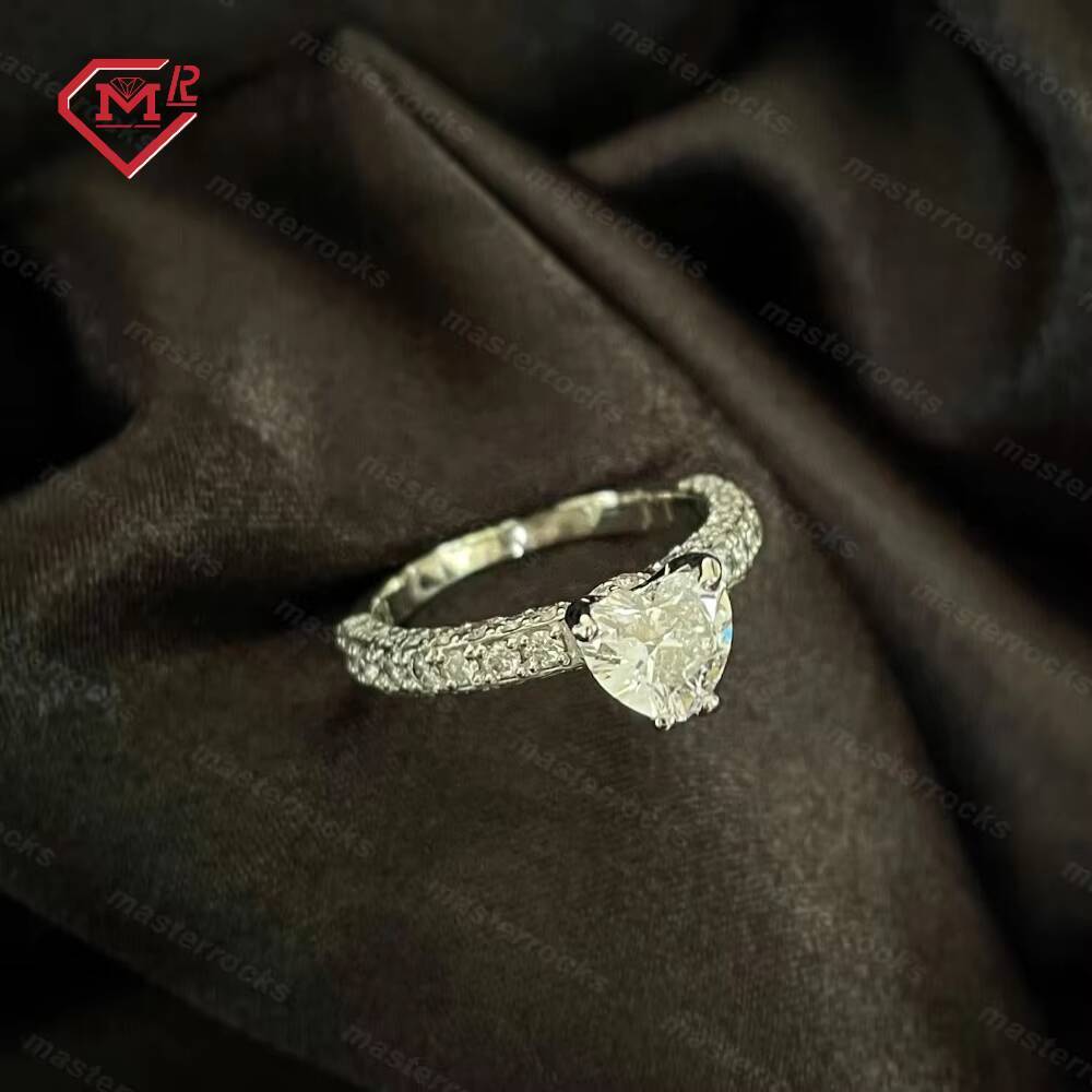 High Quality Heart D Color Vvs Moissanite Diamond Real S925 Eternity Wedding Engagement Moissanite Ring for Women