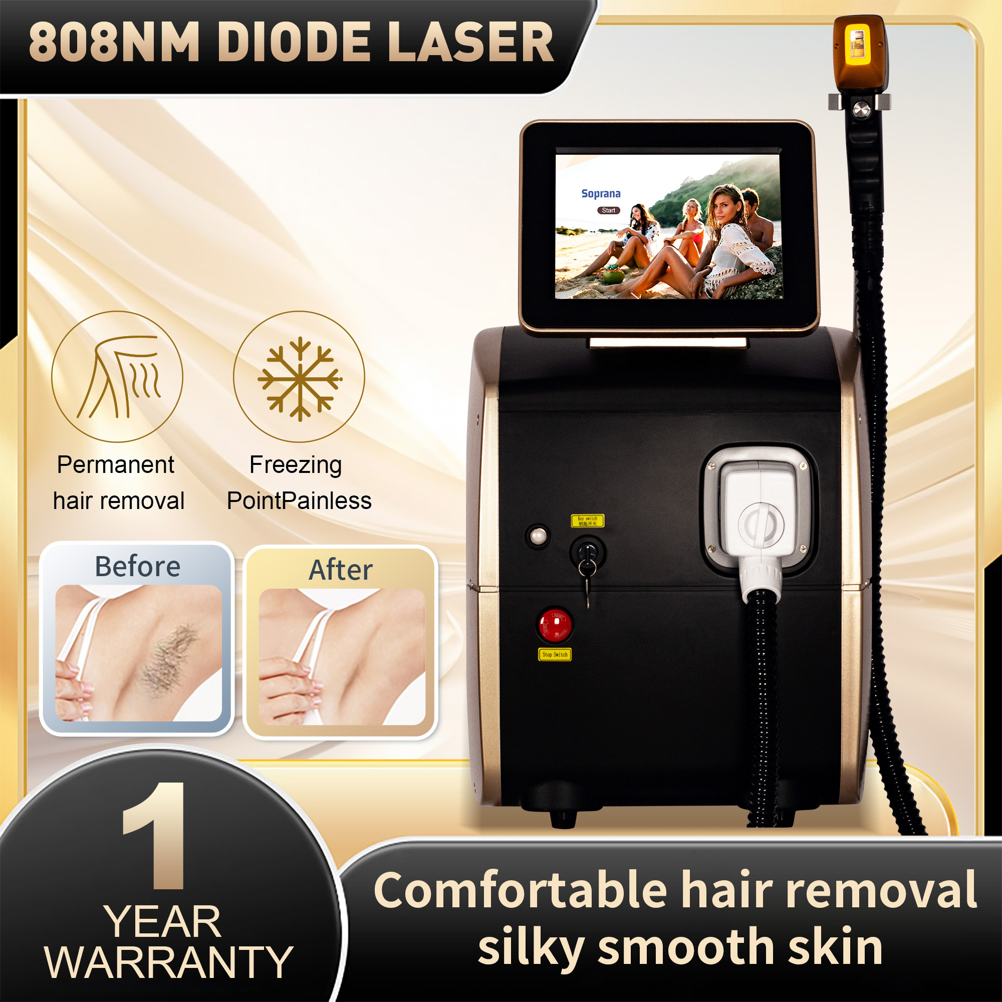 Hot 3000W Face 755/808/1064nm Diode Laser Hair Removal Machine Alexandrit Permanent Painless Physical Underarm Body Care Depilation Equipment CE/ROHS
