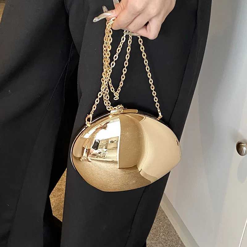 Designer Acrylic Shell Shape Clutch Bag Gold Silver Women Evening Party Bag Cute Shiny Metal Shoulder Crossbody Bags Small Purse Y250819