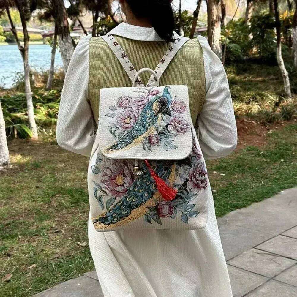 Backpacks Bags for Women Embroidery Ethnic Style Streetwear Fashion Casual Vintage Elegant Haruku Travel Canvas Bag Sports