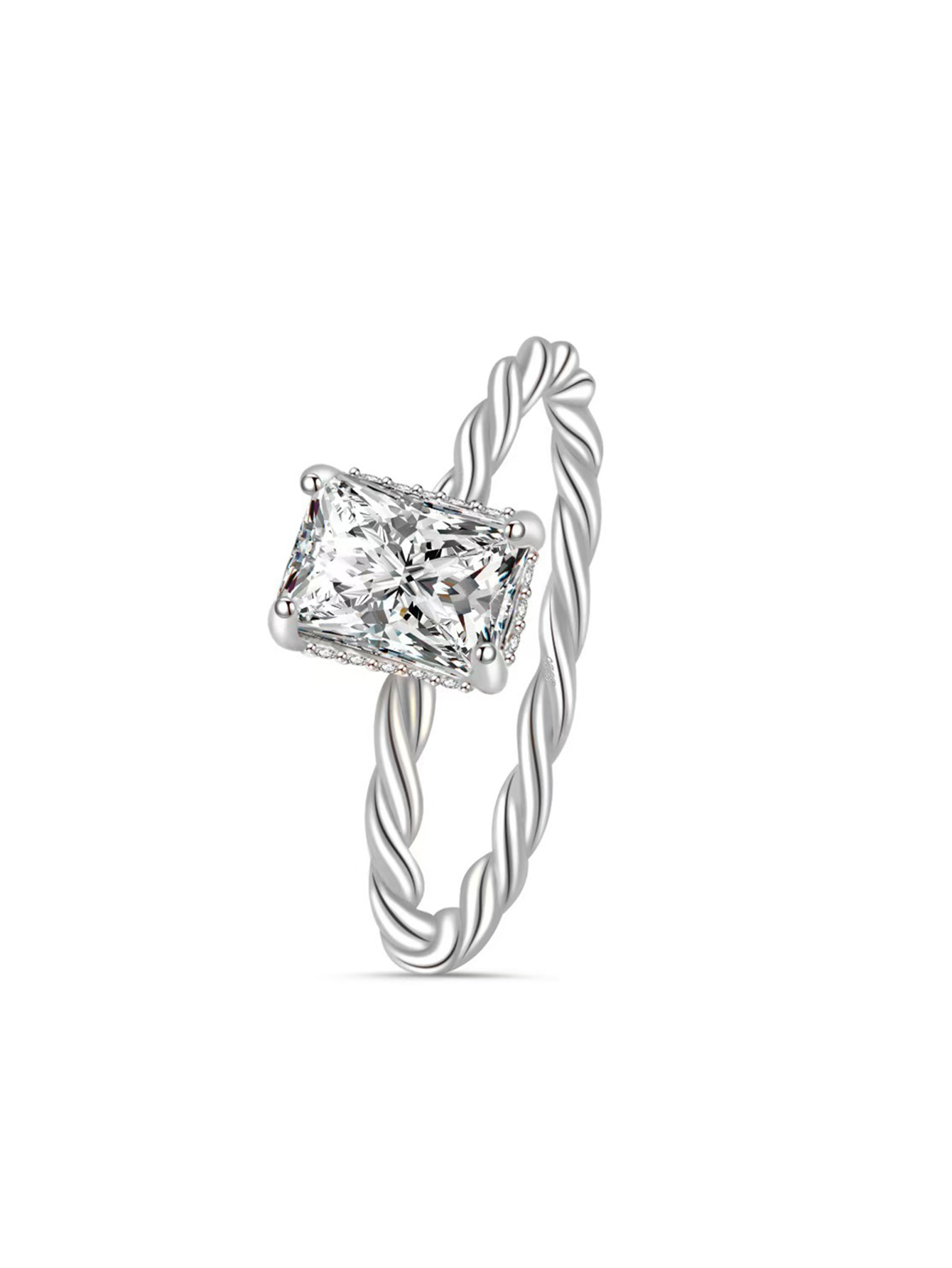 MT 2.0 ct Radion Cut Moissanite ring with 18K Real Gold Plated 925 Sterling Silver Engagement Ring Wedding Memorial Day Party Dress Costume Promise