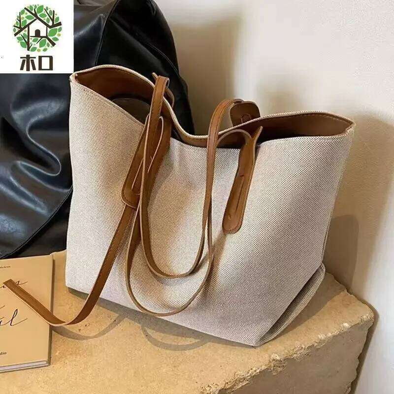 Korean Version Large Capacity Underarm Women New Commuting Tote Versatile Single Shoulder Bag Portable Canvas Bags