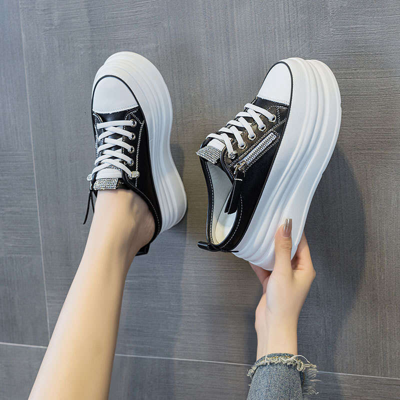 2025 Casual Hollow Out Rocking Platform Shoes Internet Celebrity Spring Fashion Half-Slip Height Increasing Summer High Heels