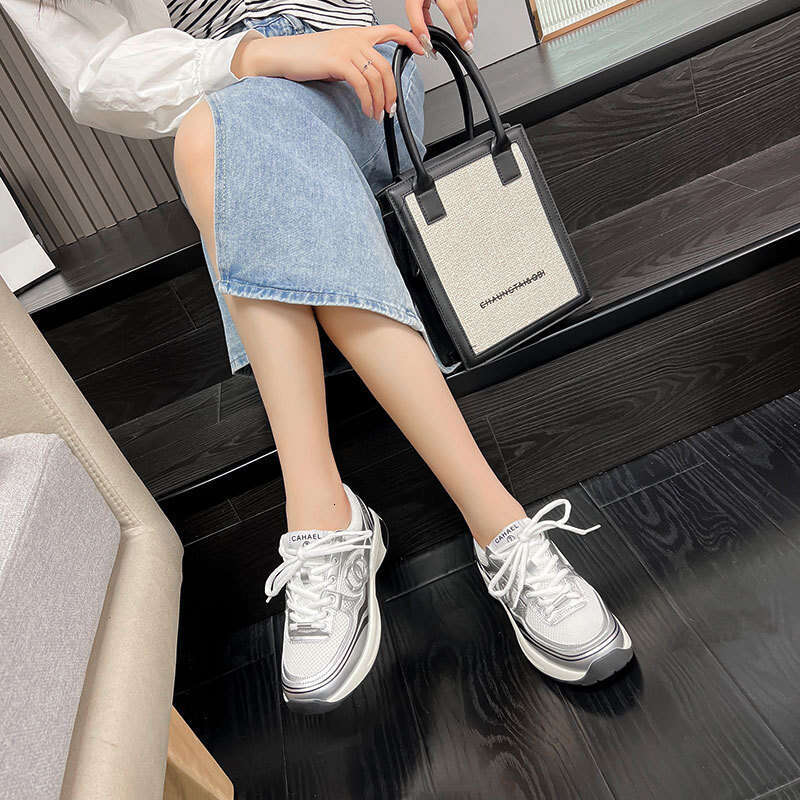 2024 Summer Mesh Thick-Soled Dad Sneakers Non-Slip Breathable Platform Height-Increasing Sports Women's Casual Running Shoes