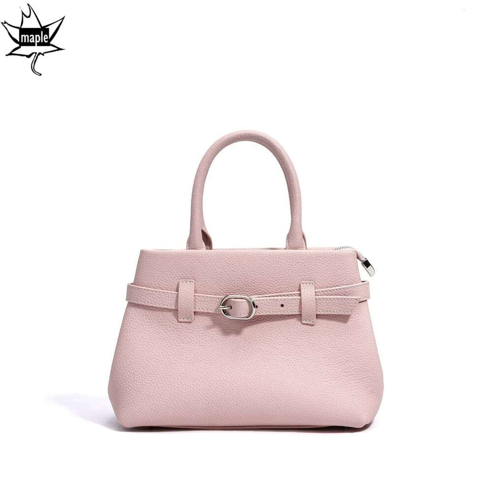 New 2025 Spring Pink Matcha Exquisite And Compact Tote Small Genuine Cow Leather Women Shoulder Crossbody Bag