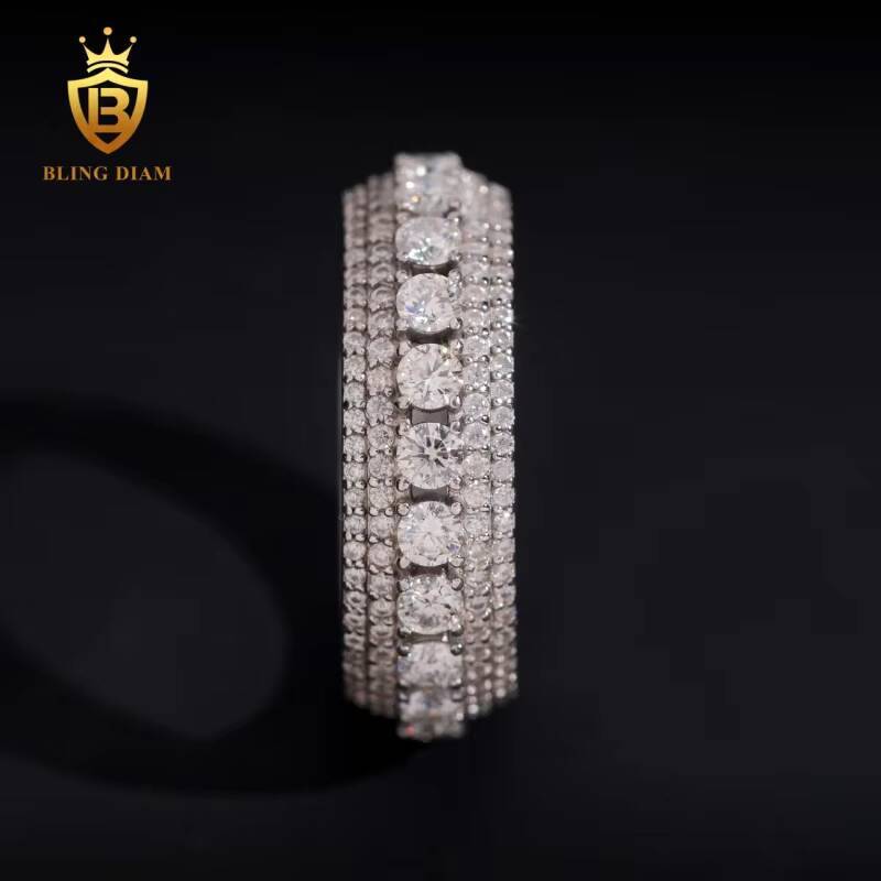 Fashion Hip Hop Jewelry 925 Sterling Silver Vvs Moissanite Pass Diamond Tester Vintage Wedding Rings for Men and Woman
