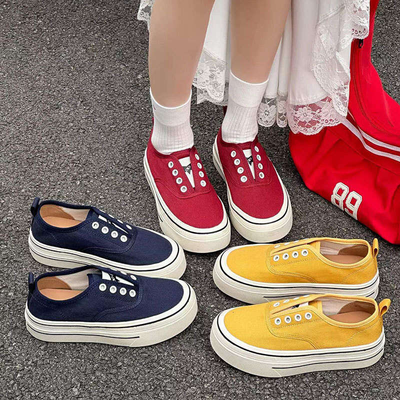 2025 New Spring Summer Thick Sole Elastic Slip-On Canvas for Women Breathable Casual Height Increasing White Sneakers Board Shoes