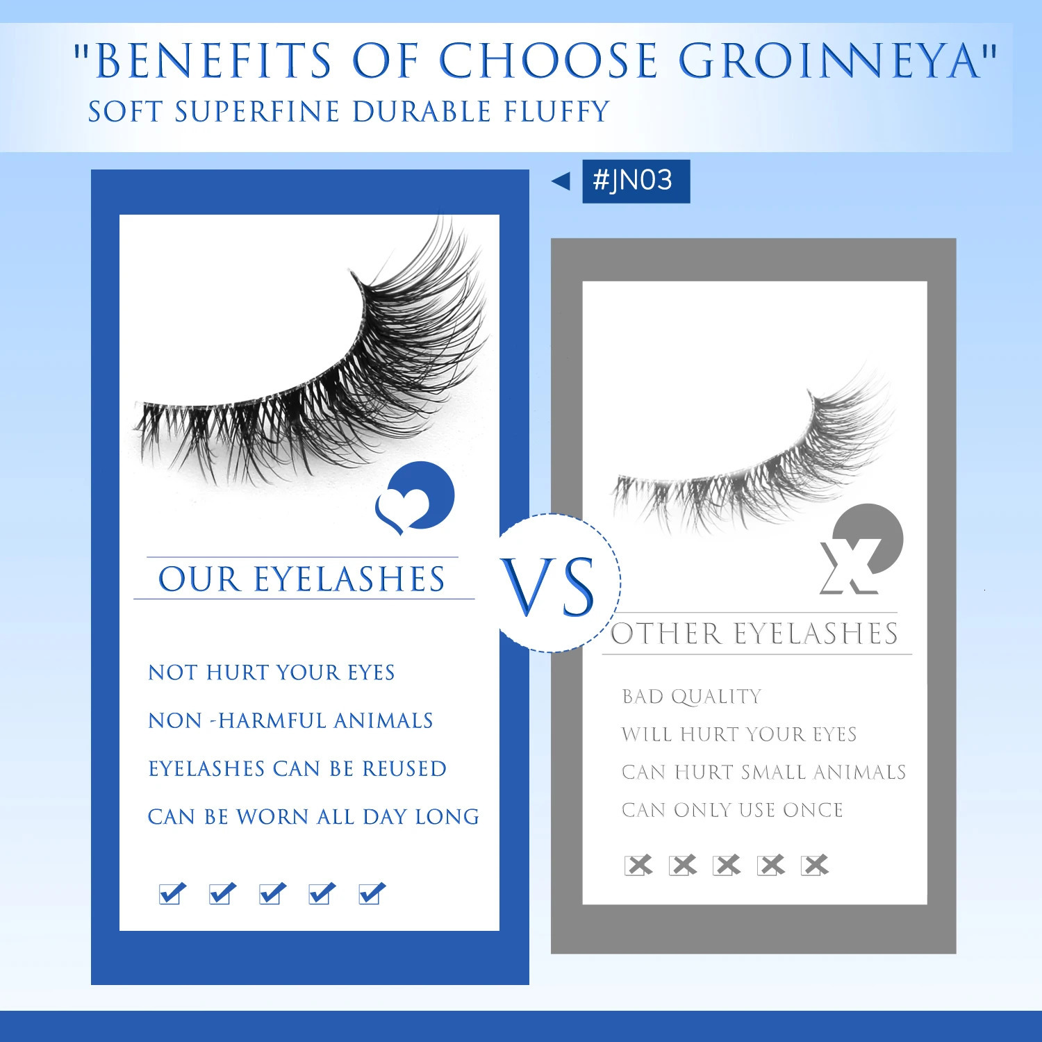 GROINNEYA Cat Eye Lashes Natural Fluffy False With Winged Ends For Extended Look Soft Clear Stem Makeup 250811