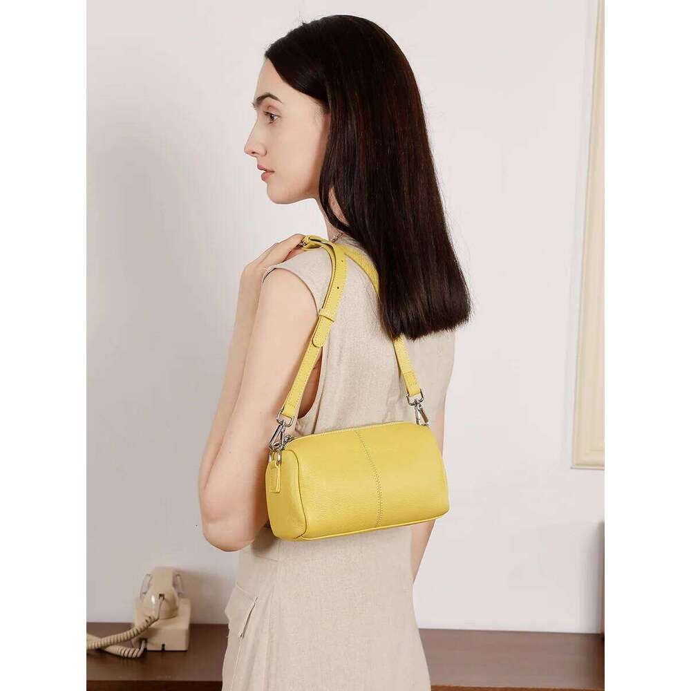 Designer Bags New Casual Cowhide Women Cylinder Fashion Designer Small Pillow Bag Female Underarm Commuting Shoulder Crossbody Bags Luxury Bag