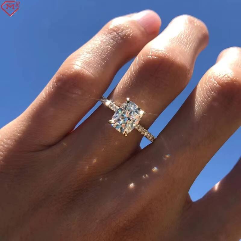 IGI CVD Lab Grown Diamond Ring Engagement Wedding 14k Gold 2ct VS1 Cushion Cut Diamond Rings