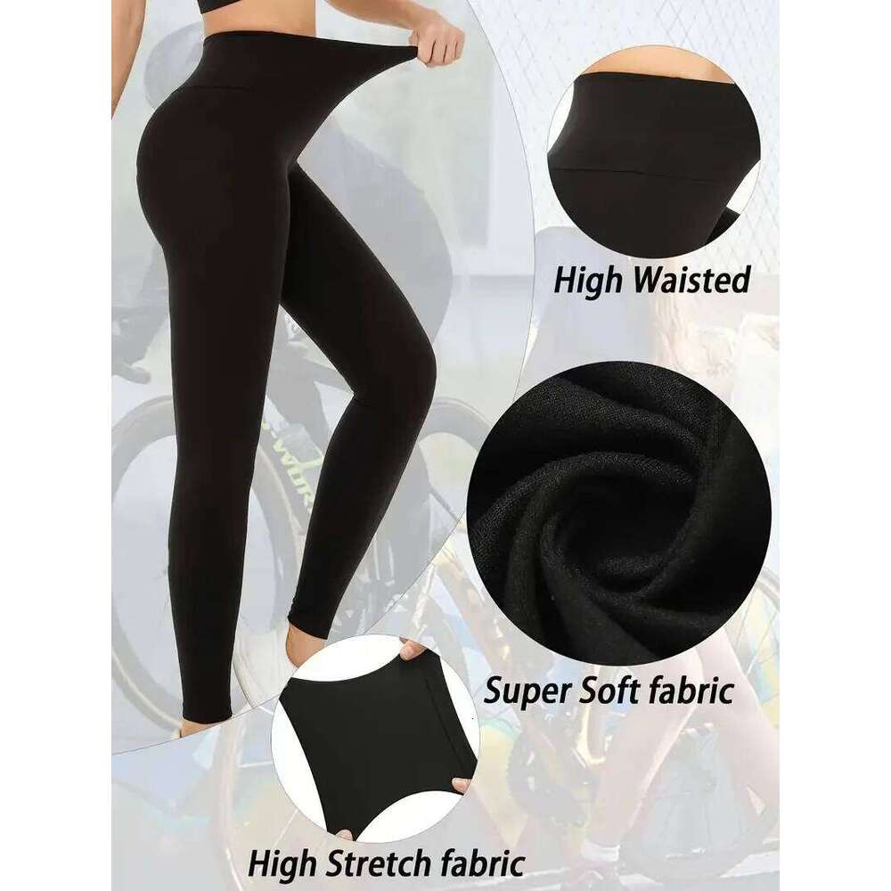 Women's Yoga Leggings Black Solid Tight Sports Cycling Pants