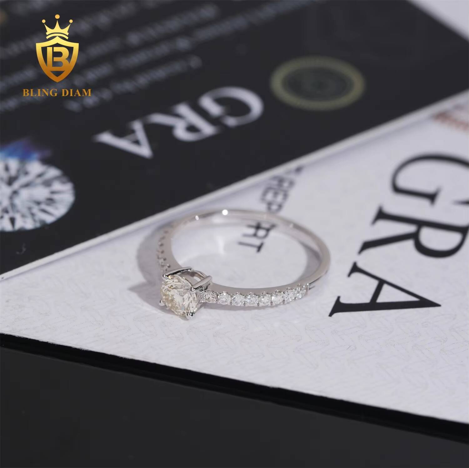 New Style Lab Grown Diamond Ring 925 Sterling Silver with White Gold Plating Certificate Wedding Ring for Women Gift