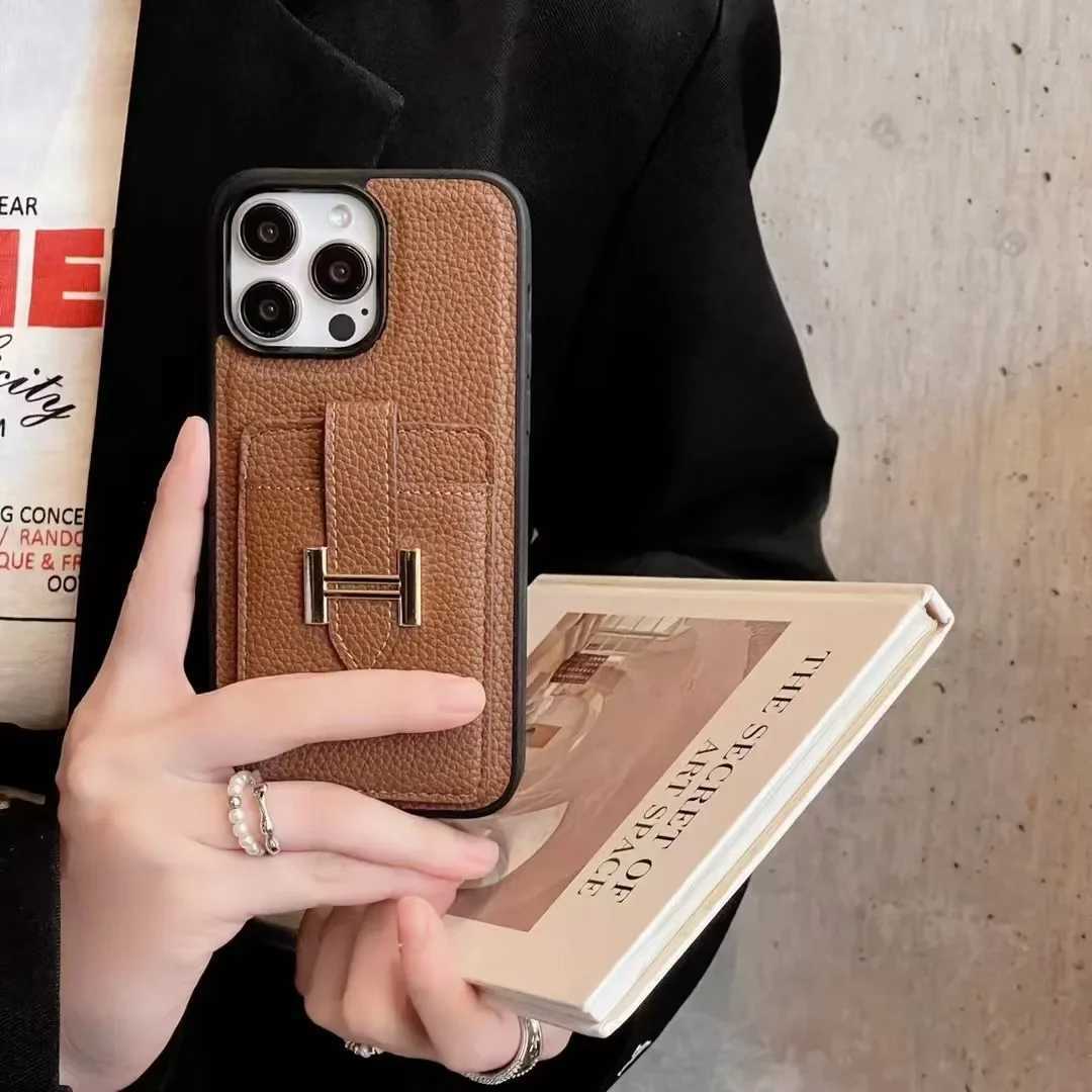 Luxury Card Slot Vegan Leather Phone Case for iPhone 16 15 14 13 12 11 Plus Pro Max Lichee Texture Fashion Cover Coque S32 S250820