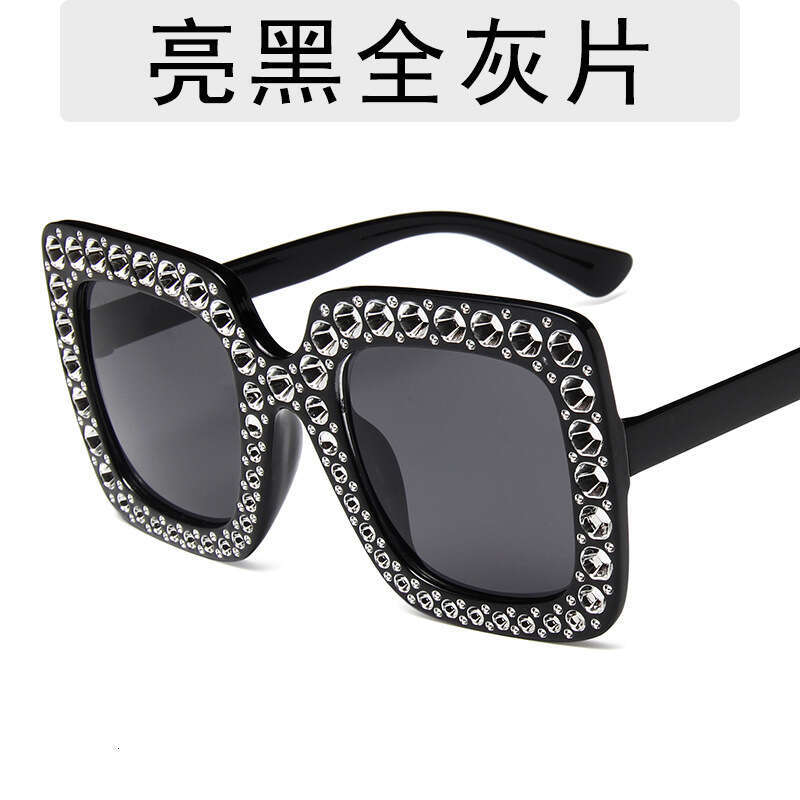 Designer New Style Rhinestone Large Frame Starry Sky Square Sunglasses Colorful Ocean Lens Glasses