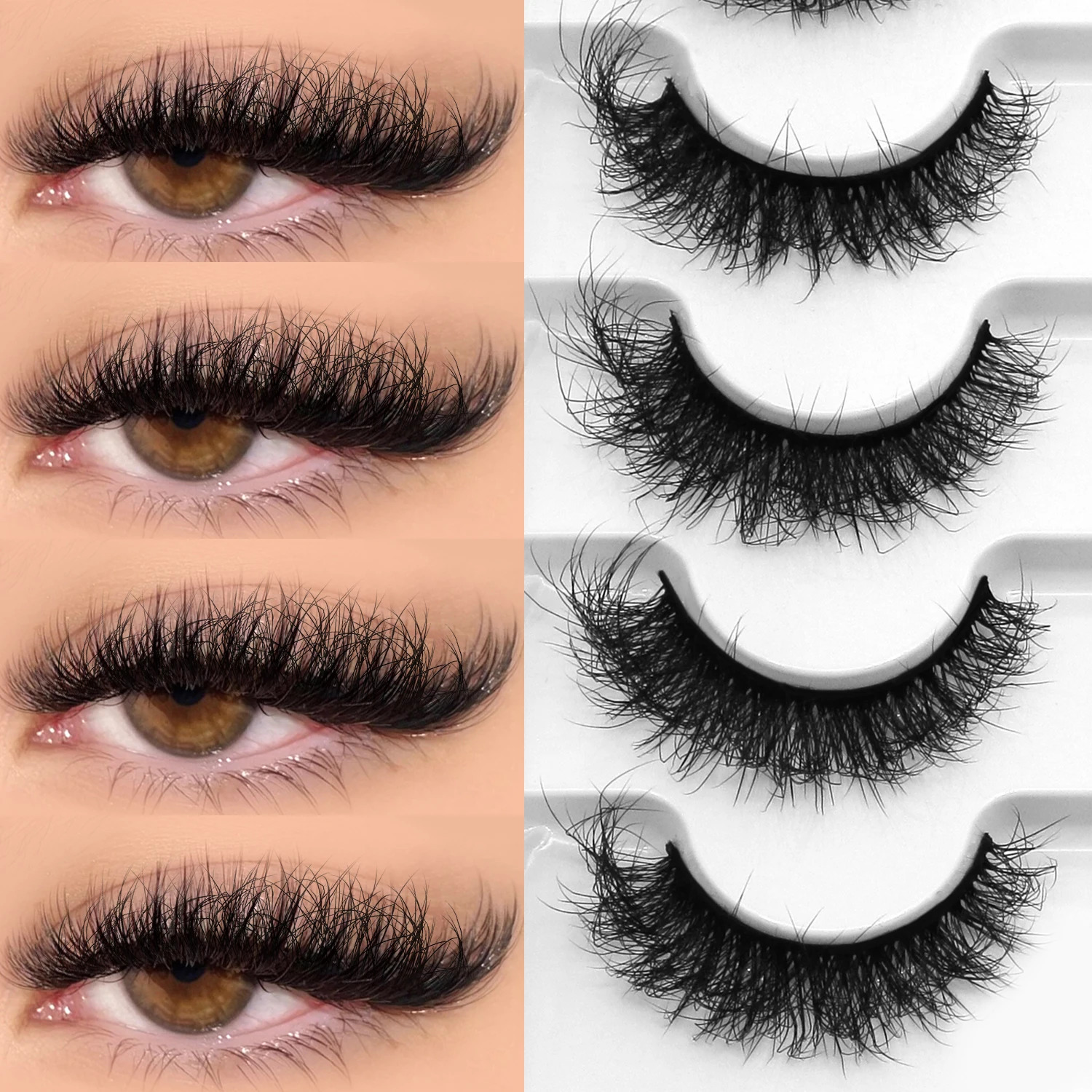 GROINNEYA 5D Fluffy Eyelashes Cat Eye Lashes Natural Fullness Soft Curly Thick Long Lasting Eyelash Makeup 250811