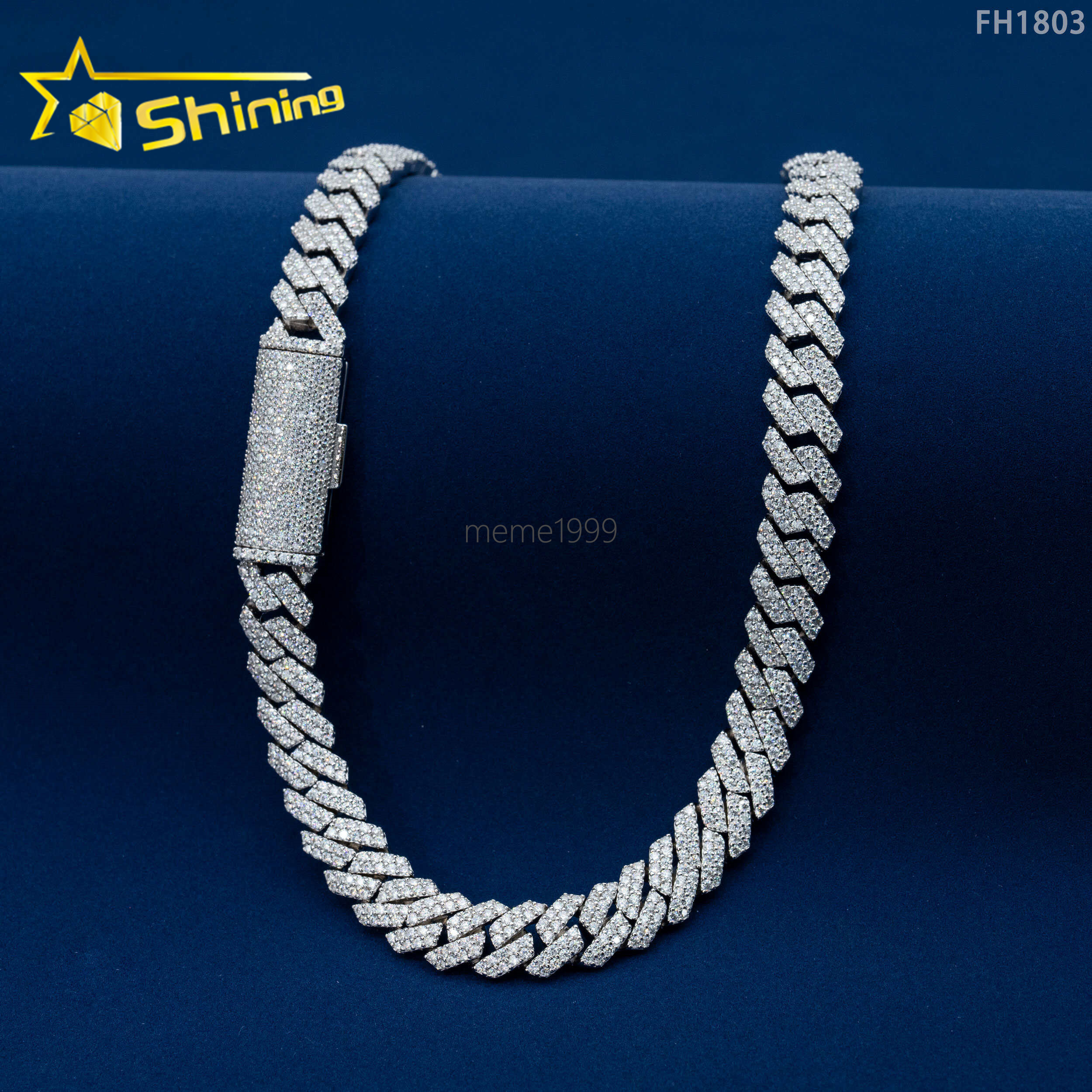 Wholesale Hip Hop Jewelry Cuban Link Chain Necklace 925 Sterling Silver 14k Gold Micro Pave moissaniteia Diamond moissanite Cuban Link Chain