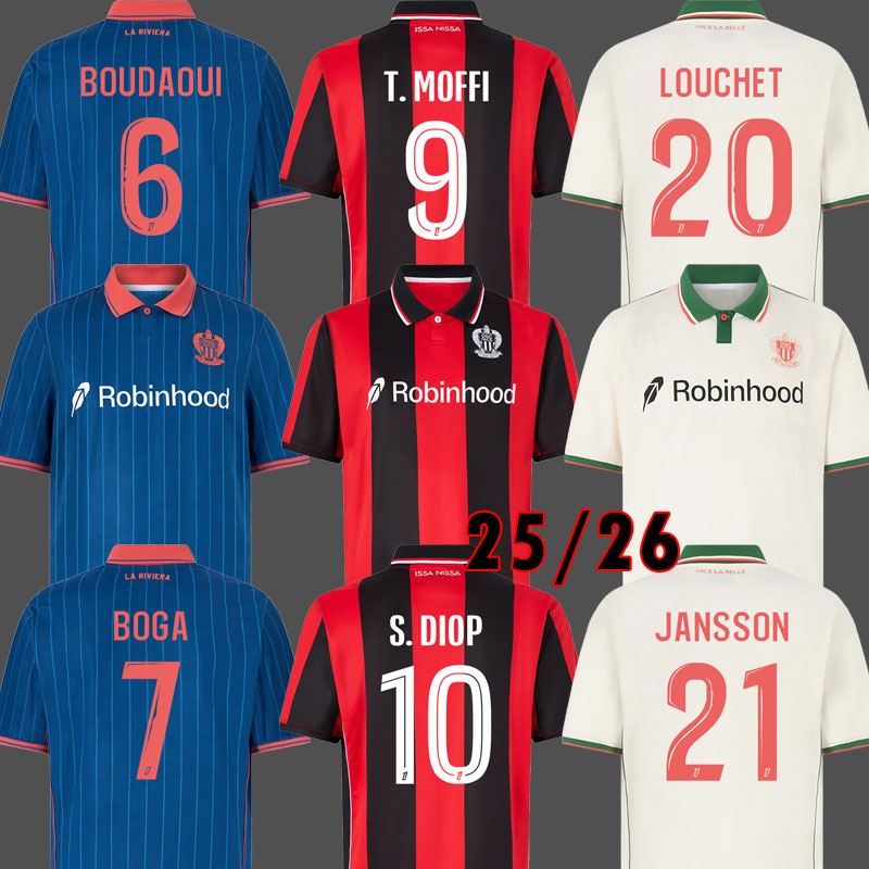 25 26 Maillot OGC Nice FC soccer jerseys AND T. MOFFI MOUKOKO NDOMBELE S. DIOP CHO 2025 2026 OGCNice football shirts ROSARIO DANTE BOGA BOUDAOUI maillot de foot