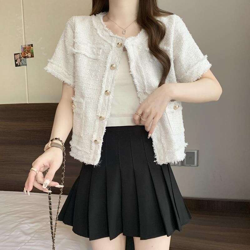 French Design Sense Niche Sleeve Chanel Style Jacket Tweed Cardigan Summer New Socialite Short Top Women