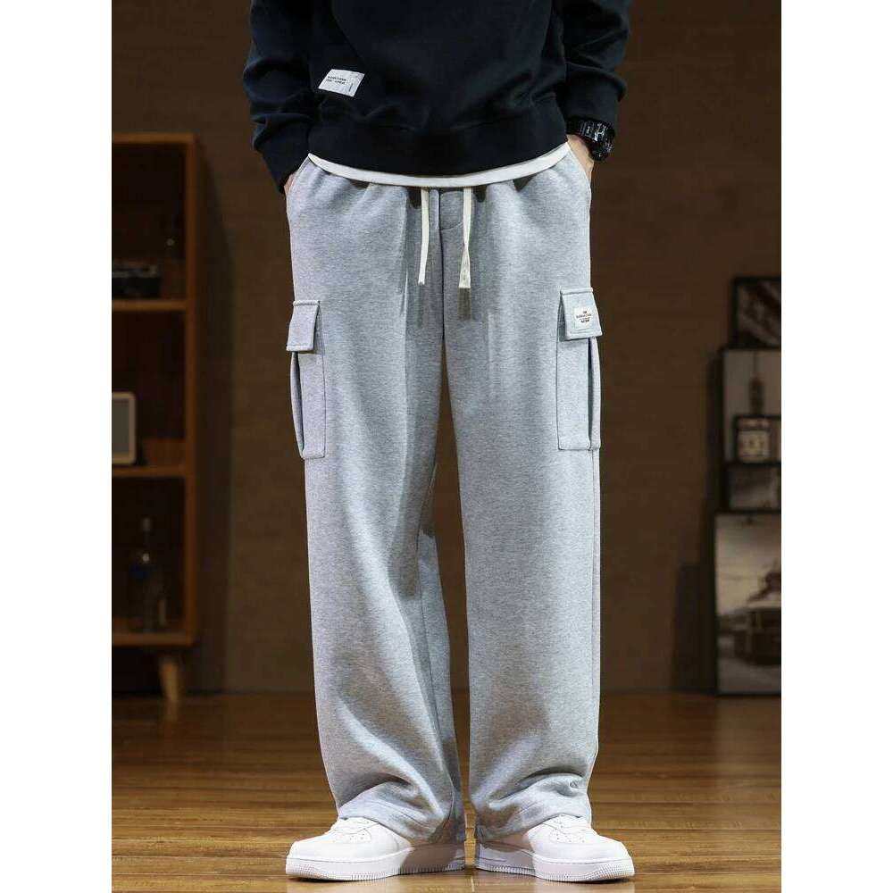 2023 Autumn New Sweatpants Men Multi-Pockets Drawstring Cotton Casual Track Pant Male Loose Straight Trousers Large Size 8XL