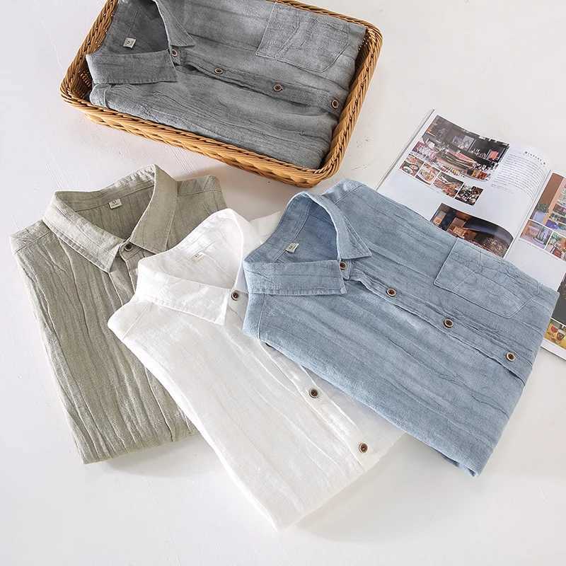 Designer New Short Sleeve Casual 100% Linen Quality Shirt Men Brand Trend Breathable Top Clothes Chemise Homme Y250819