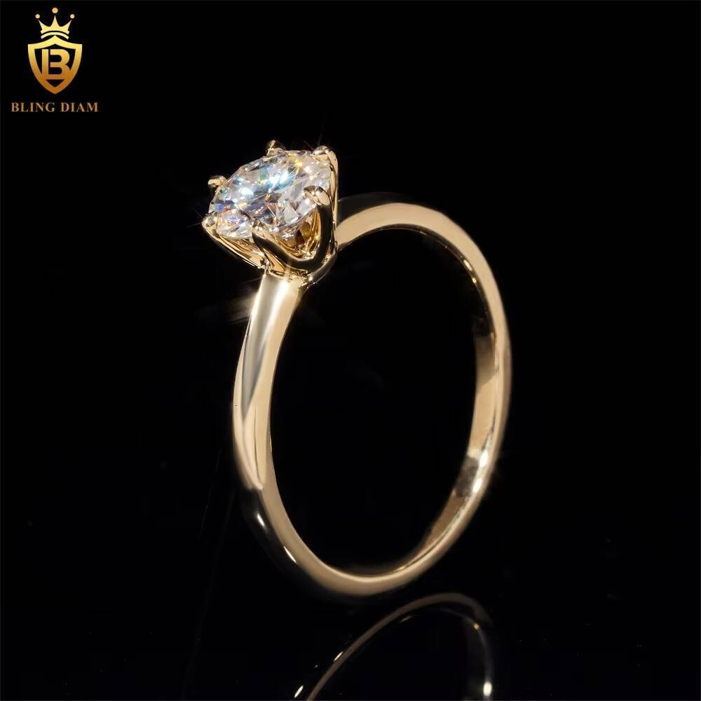 10K Yellow Gold D Color VVS Moissanite Diamond Engagement Wedding Ring Custom Fashion Custom Luxury Ring