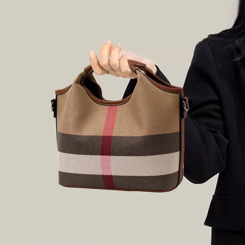 2025 Designer Bag Plaid Canvas Handbag Chic Small Tote for Daily