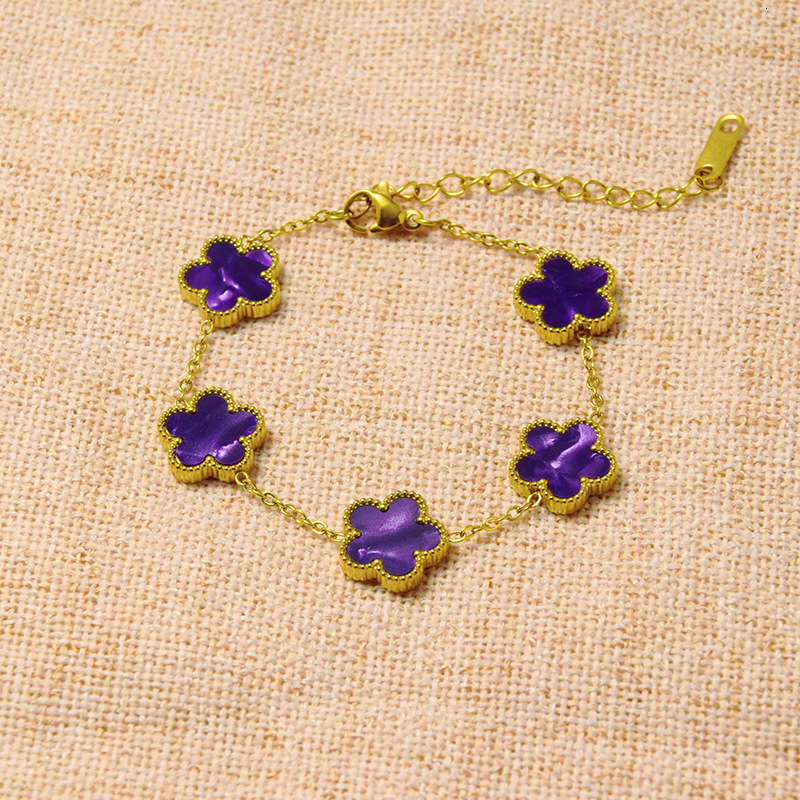 Titanium Lucky Five-Leaf Clover Gradient Bracelet Light High-End Feel Women's Stainless Steel Jewelry