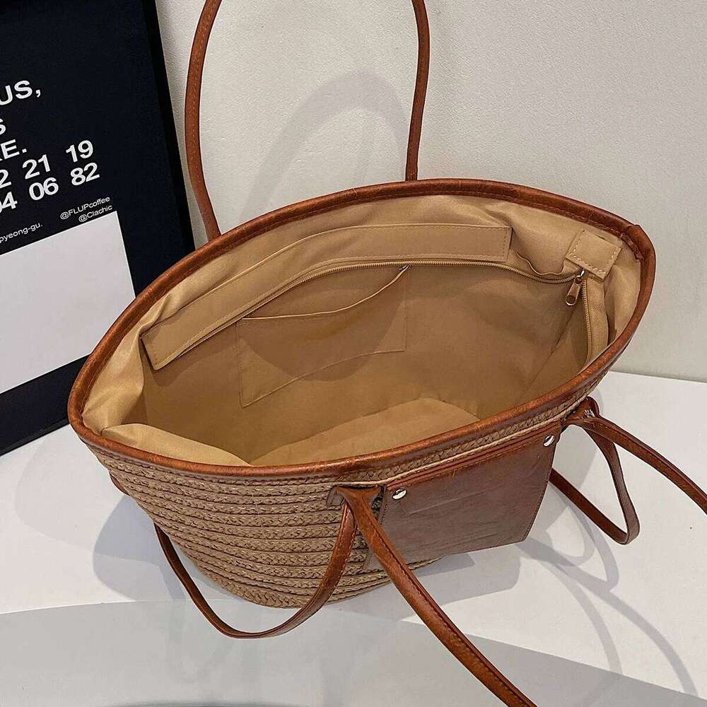 Shoulder Forest Straw Women's Seaside Vacation Woven Beach Summer Handmade New Style with Skirt, Tote Clothing to Work Bag, Travel